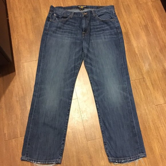 Lucky Brand Mens 221 Original Straight Blue Jeans 36x30 Denim Cuff Wear - Picture 3 of 12